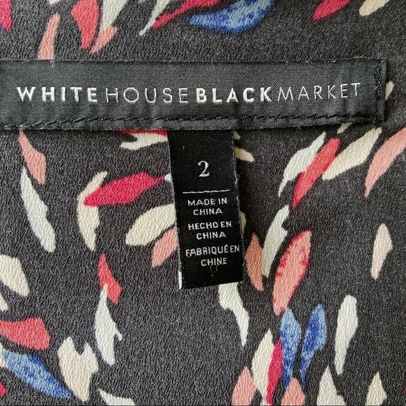 WHBM Flowy Print Long Sleeve Dress Black - Picture 13 of 16